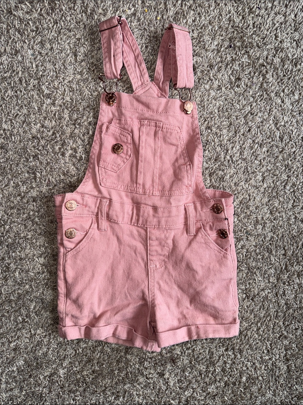 Kids Pink Cotton Short Overalls